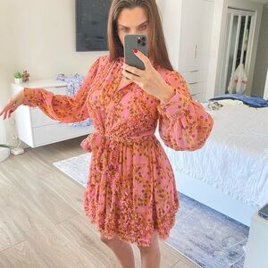 A.L.C. Pink Floral Long Sleeve Dress